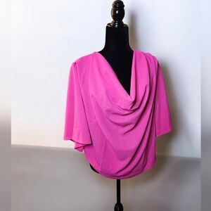Bright Pink Blouse With Cowl Neck